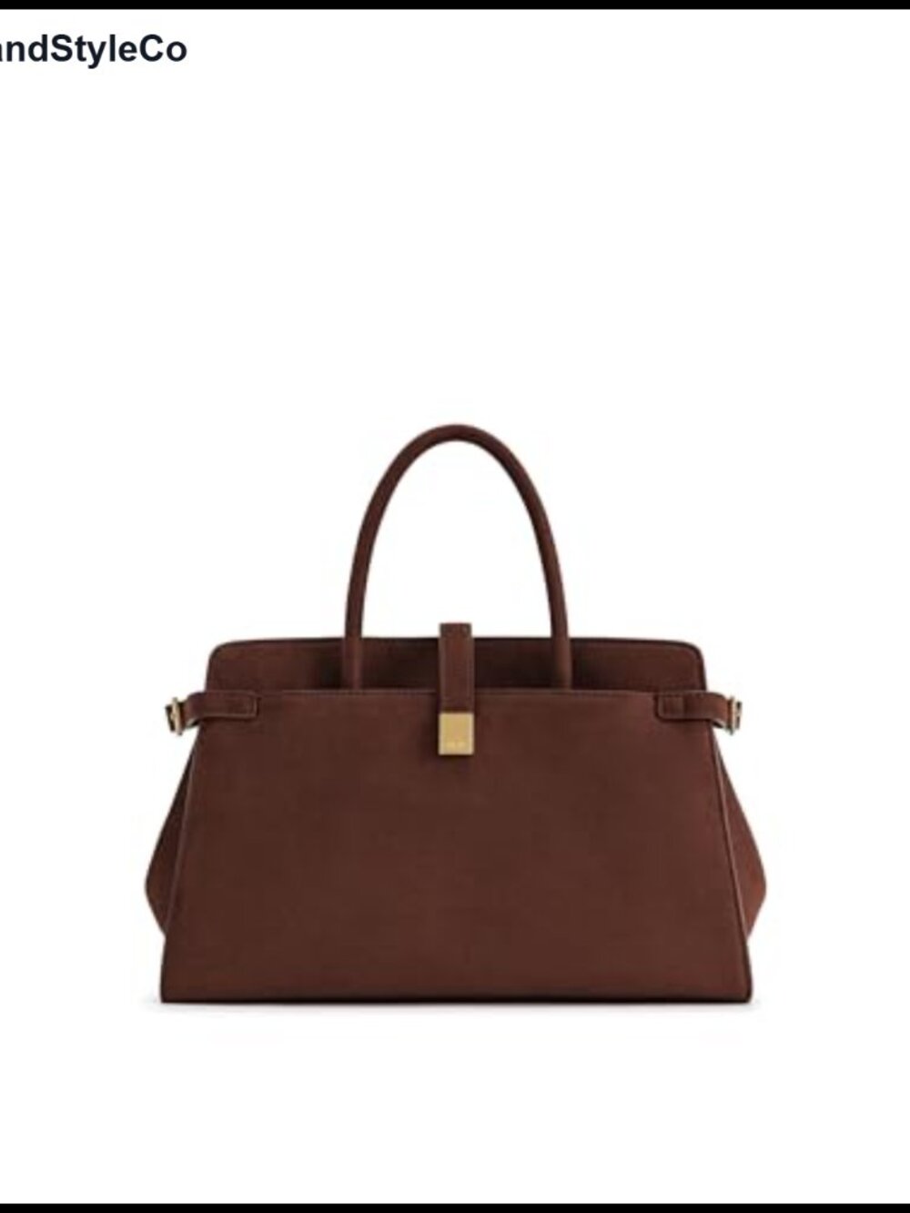 Faux Suede Tote Bag Crossbody Adjustable Strap Gold Hardware